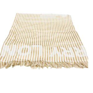 Burberry Vintage Beige Logo Stripe Jacquard Silk Wool Scarf/Wrap
